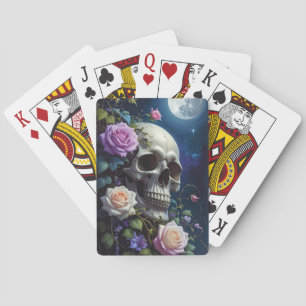 Baraja De Cartas Rosas a la luz de la luna Calavera