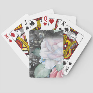 Baraja De Cartas Rosas de pizarra de acuarela