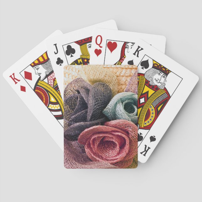 Baraja De Cartas Rosas de Raffia (Reverso)