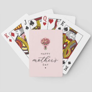 Baraja De Cartas Rosas Flores Bouquet Feliz Día de la Madre Elegant