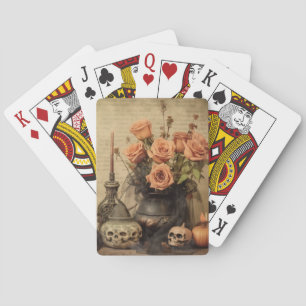 Baraja De Cartas Rosas Macabras Vintage Calaveras Sepia