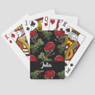 Baraja De Cartas Rosas rojas de nombre personalizado