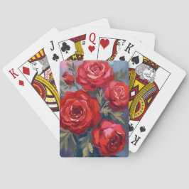 Baraja De Cartas Rosas Rojas | Pintura Aquarela Floral