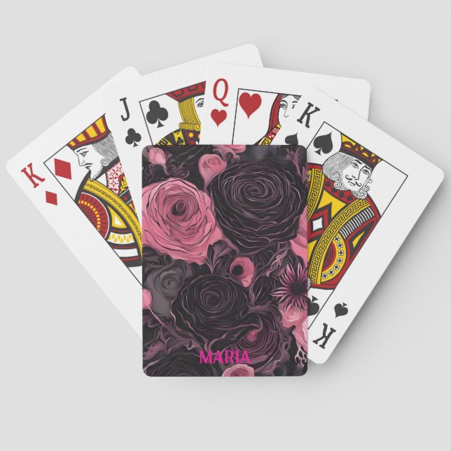 Baraja De Cartas Rosas rosados y negros (Reverso)