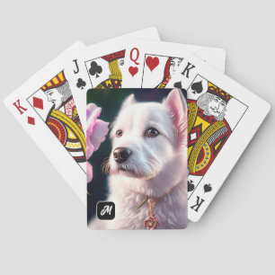 Baraja De Cartas Rosas Y Colección De Perros