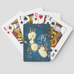 Baraja De Cartas Roses blancos fondo gótico