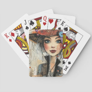 Baraja De Cartas Rostro de Collage de Álbum Antiguo (8)