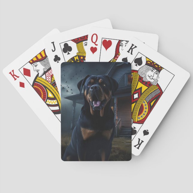 Baraja De Cartas Rottweiler de Halloween aterrador (Reverso)