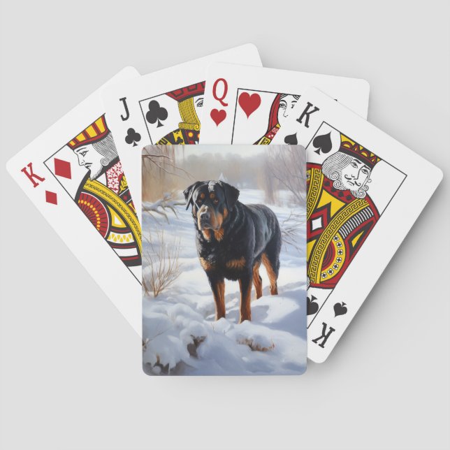 Baraja De Cartas Rottweiler Deja que nieve Navidad (Reverso)