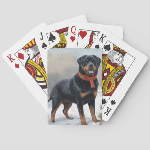 Baraja De Cartas Rottweiler Perro en Navidad Nieve