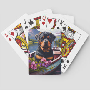 Baraja De Cartas Rottweiler sobre un pádel: una aventura escénica