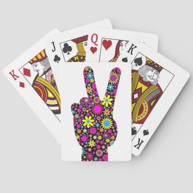 Baraja De Cartas Rótulo DE MANO DE PAZ FLORAL (Reverso)