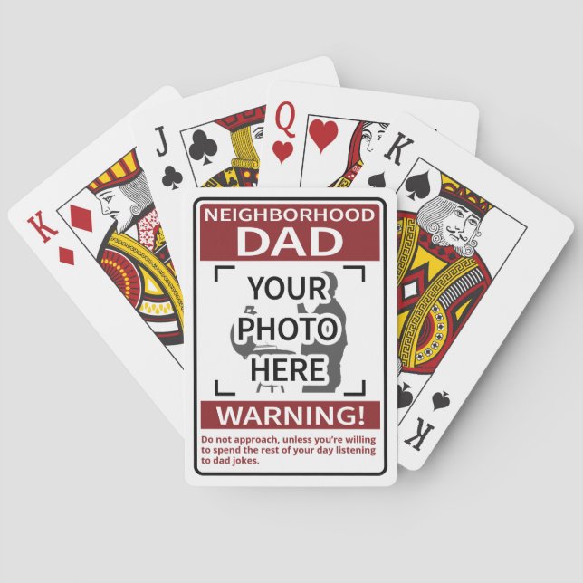 Baraja De Cartas Rótulo de papá de barrio personal rojo (Reverso)