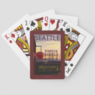 Baraja De Cartas Rótulo del mercado del lugar de SeattlePike y