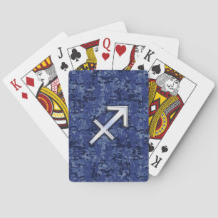 Baraja De Cartas Rótulo Sagittarius Zodiac en camo digital naval