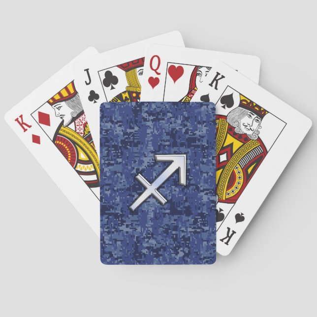 Baraja De Cartas Rótulo Sagittarius Zodiac en camo digital naval (Reverso)