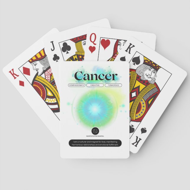 Baraja De Cartas Rótulo Zodiaco moderno Cáncer Cita Elemento Agua (Reverso)