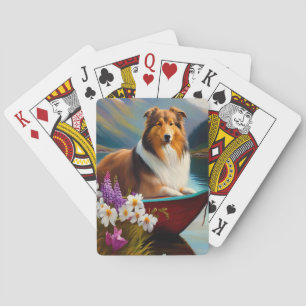 Baraja De Cartas Rough Collie en una paleta: Una aventura escénica