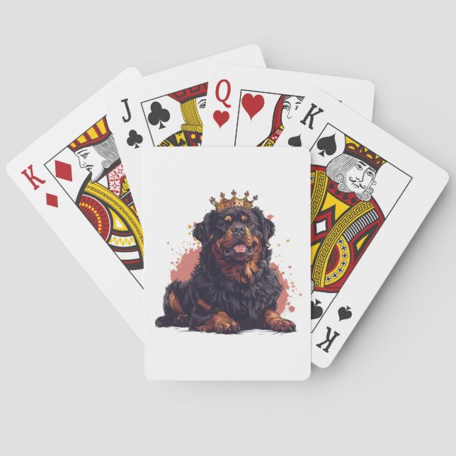Baraja De Cartas Royal Rottweiler Dog Queen Crown (Reverso)