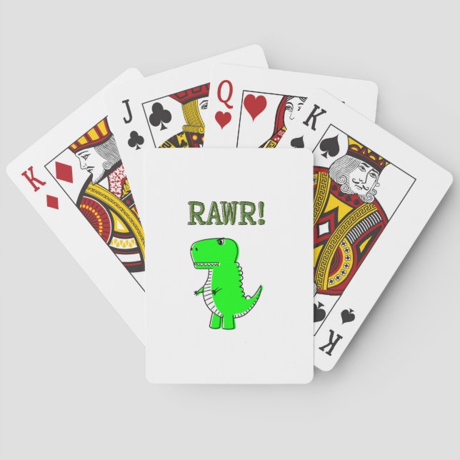 Baraja De Cartas RRAWR T-Rex lindo y enojado (Reverso)