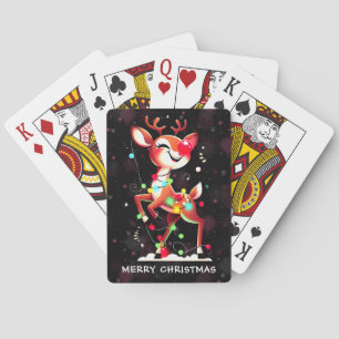 Baraja De Cartas Rudolph La Navidad de Reno Rojo