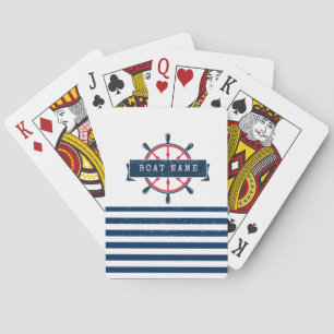 Baraja De Cartas Rueda Náutica, franjas azul de la marina