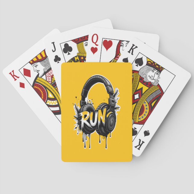 Baraja De Cartas RUN Headphones Street Art Sticker (Reverso)