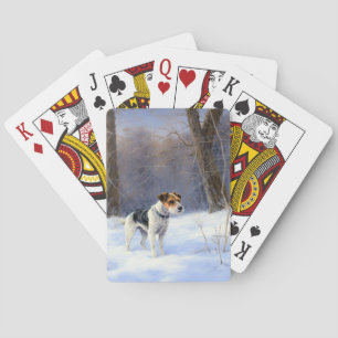 Baraja De Cartas Russell Terrier deja que nieve Navidades