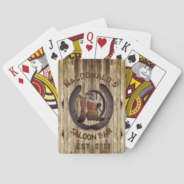 Baraja De Cartas Rustic western saloon bar  (Reverso)