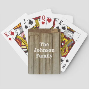 Baraja De Cartas Rústica, madera de grano, nombre familiar personal