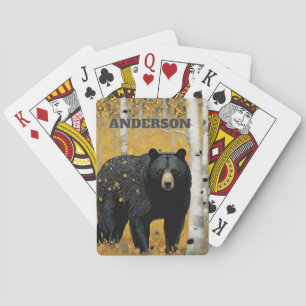 Baraja De Cartas Rústico apellido del Personalizado del oso negro