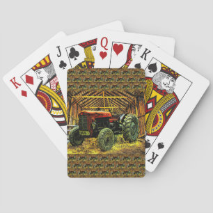 Baraja De Cartas Rústico bar del tractor rojo antiguo