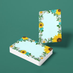 Baraja De Cartas Rústico Sunflower Daisy Floral Verde azulada