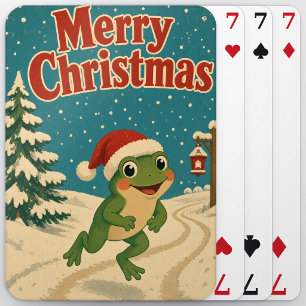 Baraja De Cartas Ruta de vacaciones de rana Animal Navidad