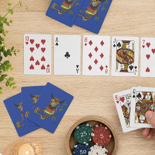 Baraja De Cartas Sabio Búho Azul Lindo Marrón Leyendo Libros