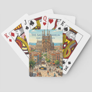 Baraja De Cartas Sagrada Familia Barcelona España Viaje Arte Vintag