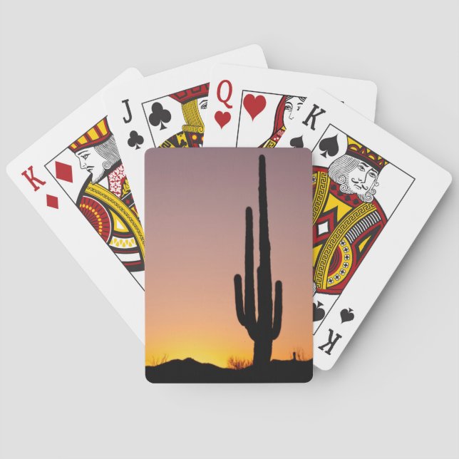Baraja De Cartas Saguaro Cactus al atardecer (Reverso)