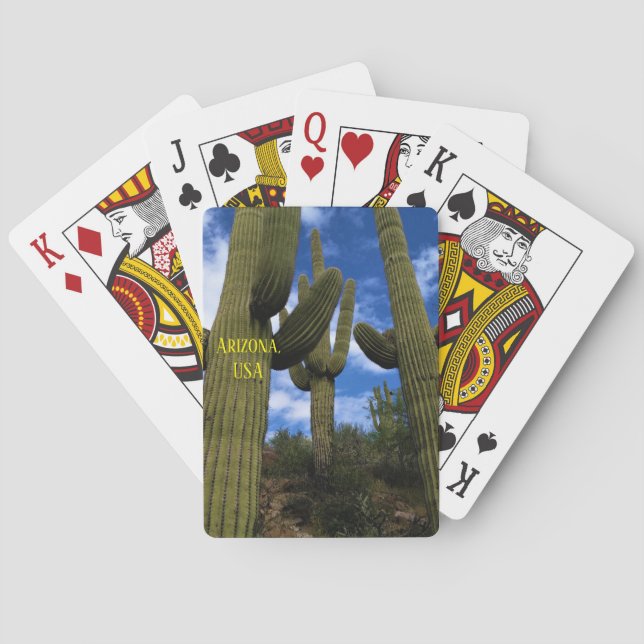 Baraja De Cartas Saguaro Cactus Trio / Blue Sky & Clouds / Arizona (Reverso)