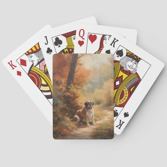 Baraja De Cartas Saint Bernard en otoño se inspira la caída de las  (Reverso)