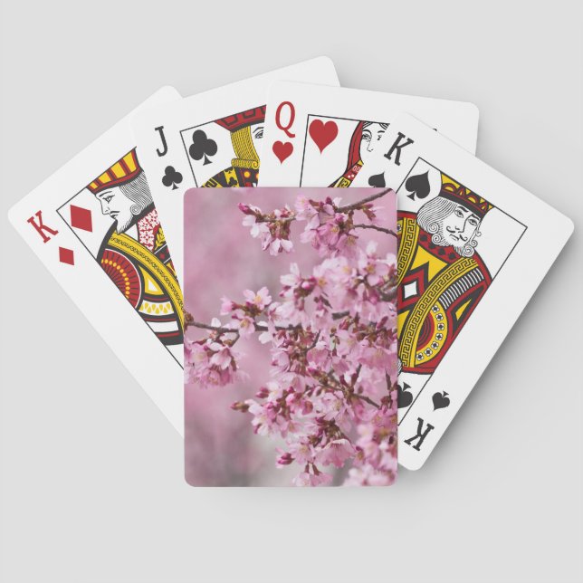 Baraja De Cartas Sakura cerezos florecen en capas rosadas pasteles (Reverso)