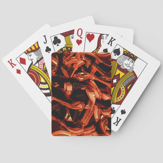 Baraja De Cartas Salmón coral o oscuro destruido, fondo negro (Reverso)