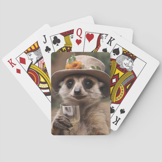Baraja De Cartas "Salud a la vida: Gran Meerkat disfruta de un vaso (Reverso)