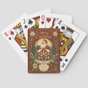 Baraja De Cartas Saludo junto al hogar de Santa