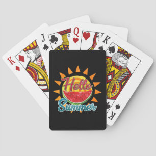 Baraja De Cartas Saludo sandía acuática y sol vibrante