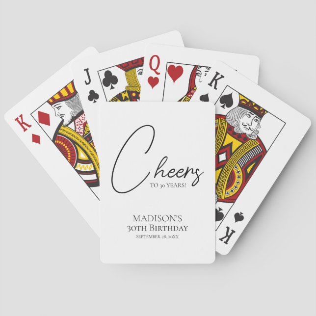 Baraja De Cartas Saludos a cualquier edad, cumpleaños blanco y negr (Reverso)