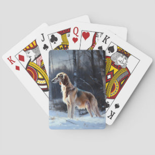 Baraja De Cartas Saluki Deja que nieve Navidad