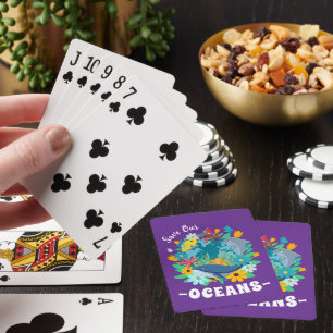 Baraja De Cartas Salva nuestros océanos Flor Ballena Diseño Colorid