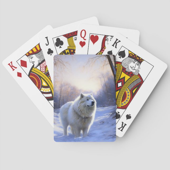 Baraja De Cartas Samoyedo Deja que nieve Navidad (Reverso)