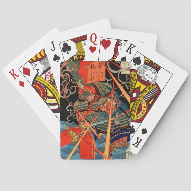 BARAJA DE CARTAS SAMURÁI LUCHANDO CONTRA UN MONSTRUO (Reverso)
