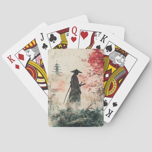 Baraja De Cartas Samurái Silencioso Bosque Carmesí (1) (Reverso)